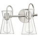 Camellia 2 Light 13.4 inch Brushed Nickel Vanity Light Wall Light